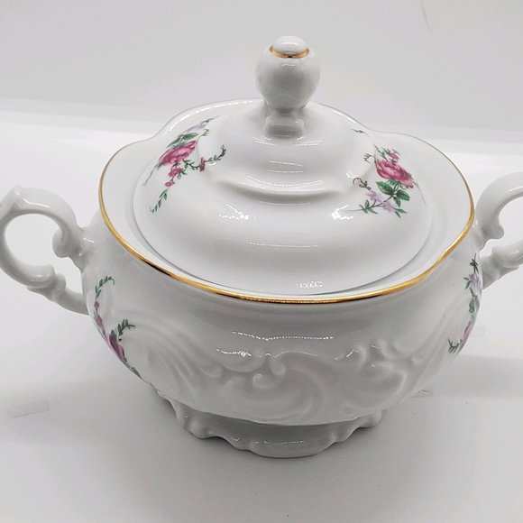 Vintage China Royal Kent Collection Poland Bavarian Rose Sugar Bowl & Creamer - Picture 3 of 13
